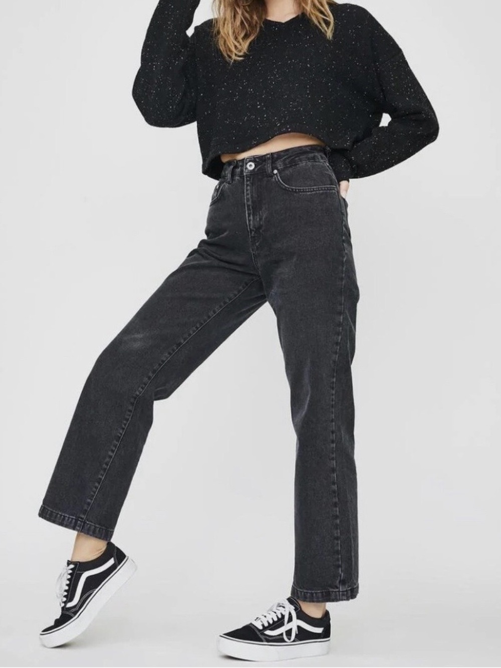 The Ragged Priest High Rise Straight Leg Jeans Black Size 24